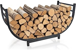 facka Curved Firewood Rack, 30 Inch Indoor Outdoor Log Firewood Holder, Metal Fireplace Wood Storage, Waterproof & Rustproof