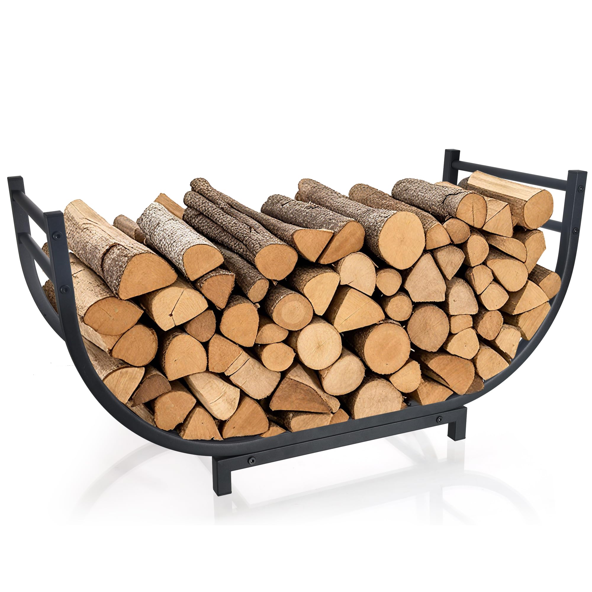 Photo 1 of Curved Firewood Rack, 30 Inch Indoor Outdoor Log Firewood Holder, Metal Fireplace Wood Storage, Waterproof & Rustproof