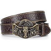 TRIWORKS Western Leather Belt for Men Cowboy Cowgirl Belt for Jeans