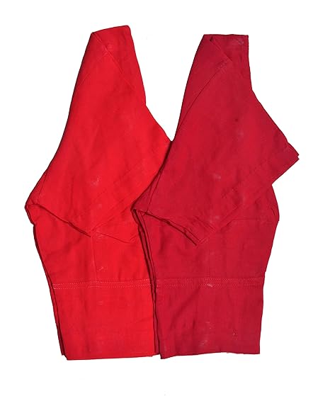 PLAIN ROUND NECK 2 PICE 2BY2 BLOUSE 32 COMBO PACK RED+MAROON