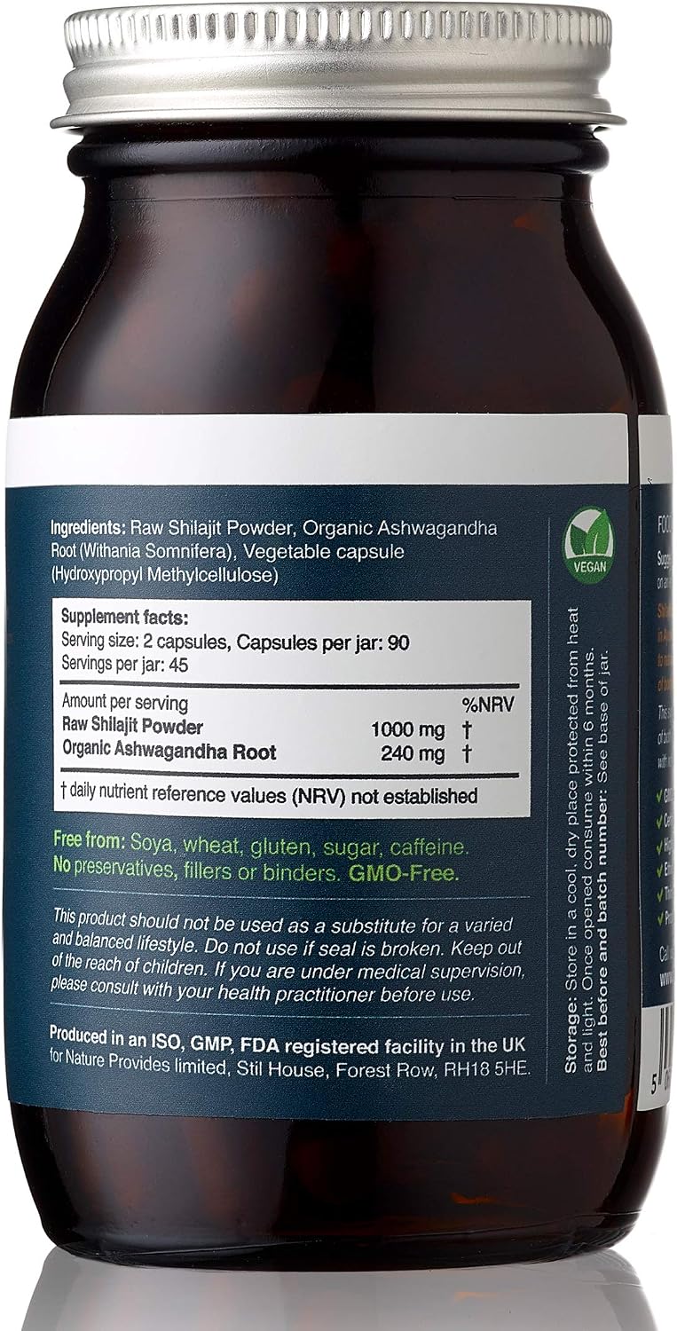 Ayurvedic Shilajit 1000mg & Organic Ashwagandha, 90 High Strength Caps, Fulvic Acid, Mineral Rich Supplement - Image 5