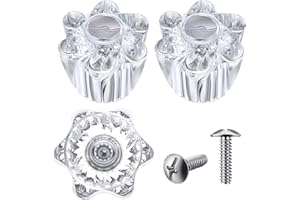 Enhon Shower Knob Replacement, Compatible with Pfister Contessa and Windsor Tub and Shower Faucets, Hot and Cold Faucet Handle Replacement, Newer Style, Clear Acrylic (2 Pieces)
