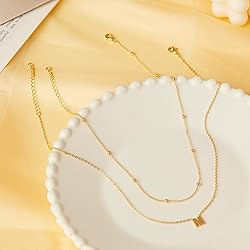 Poxtex Gold Initial M Necklace Stacked Necklaces
