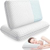 CushyOasis Memory Foam Bed Pillows for Sleeping, Set of 2, Standard Size | Ergonomic Supportive Memory Foam for Head, Neck &amp; Shoulders, Breathable Washable Cover, for Side, Back &amp; Stomach Sleepers