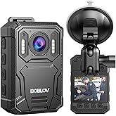 BOBLOV KJ23Pro 2K Body Camera, 256GB Body Worn Camera with Night Vision, 4000mAh Battery for 15 Hours Continuous Recording, with Car Suction for Dashcams, Law Enforcement, Security, Outdoor Work