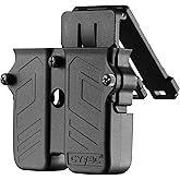 Universal Double Magazine Pouch Fit 9mm 10mm .40 .45 Caliber Dual & Single Stack Magazines, Black