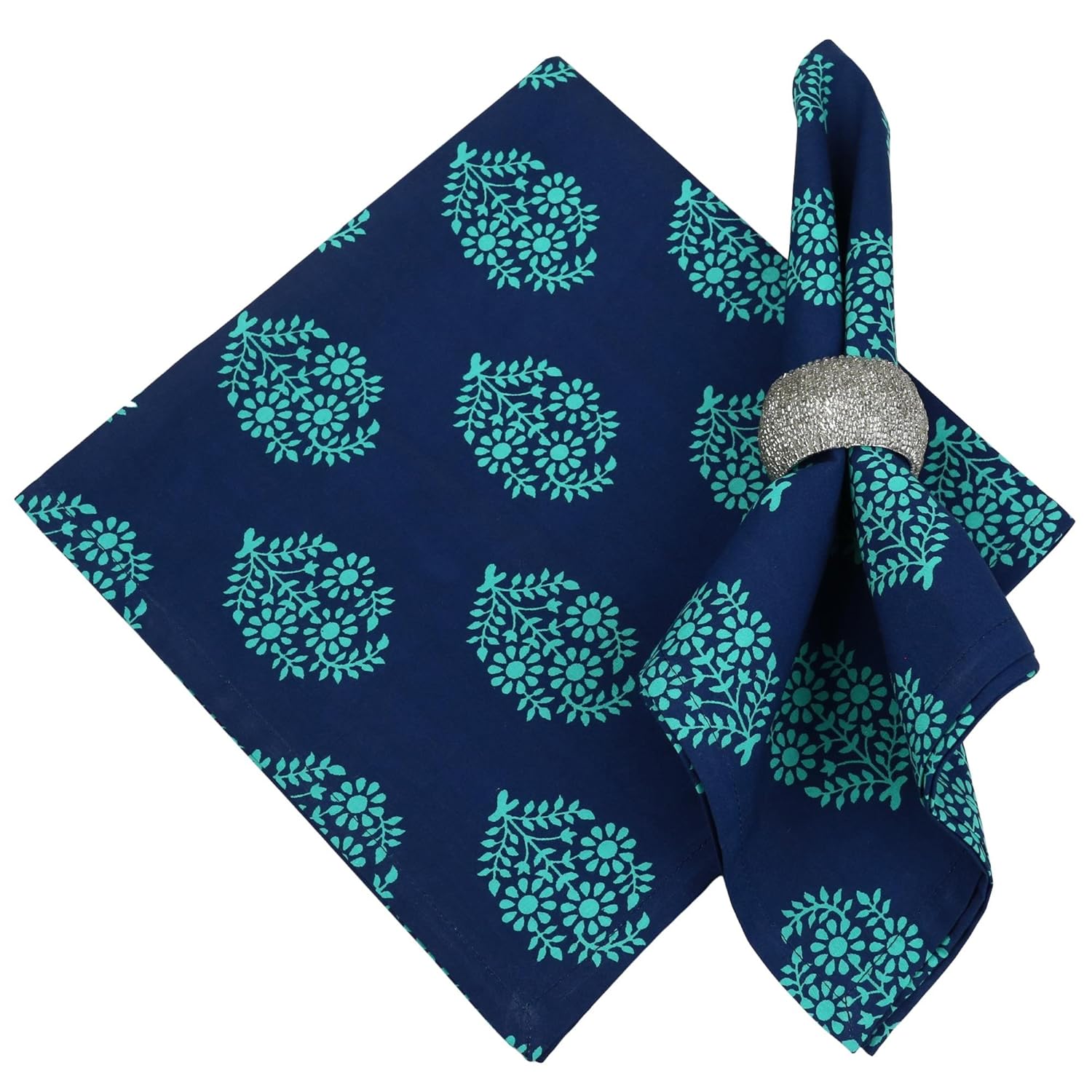 Indian Home Decor Printed Cotton Table Linens Napkins Set Of 4 20x20