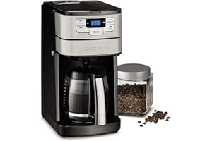 Cuisinart Automatic Grind & Brew 12-Cup Coffee Maker with Blade Grinder, Programmable Coffee Machine Glass Carafe with 1-4 Cup Setting, Brew Pause, Grind-Off Option, DGB-400NAS, Black/Stainless Steel