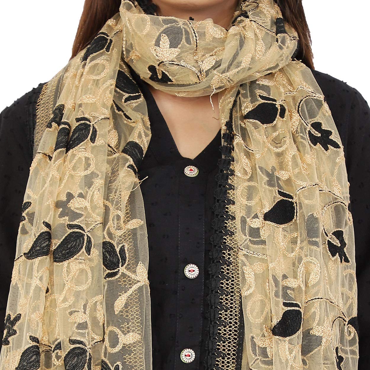 beriya fashion women's dupatta net with embroidery aari work