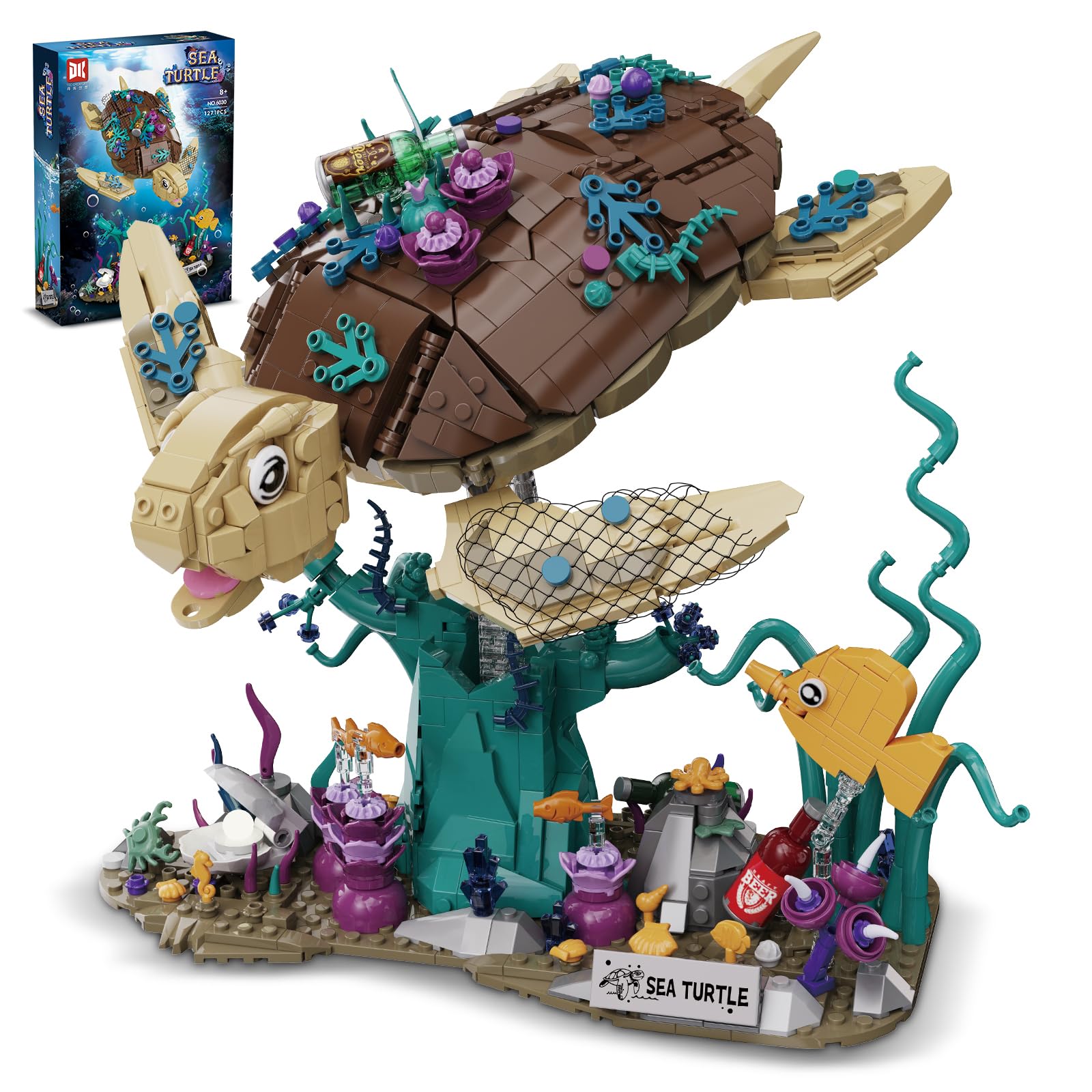 Photo 1 of Sea Turtle Building Set, 1271PCS Ocean Dream Reef Collection Set Compatible with Lego Turtle Toy, Unterwater Ocean Animal Building Block Gifts for Kids, Adults and Teens 8-12