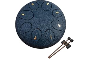 Rain Drum for Outside Garden, 6 Inches 8 Notes Steel Tongue Chakra Drum, Waterproof Rain Chime Meditation Drum, (Blue)