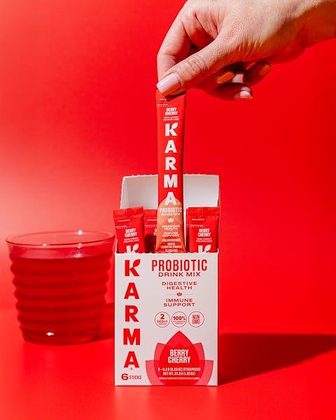 KARMA PROBIOTIC HYDRATION PACKET – 6 PACK, BLUEBERRY LEMONADE POWDER DRINK MIX STICK – ON-THE-GO IMMUNE & GUT HEALTH SUPPORT