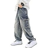 Rolanko Boys Baggy Jeans Elastic Straight fit Stretch Denim Pants Loose Kids Clothes 4-14 Years