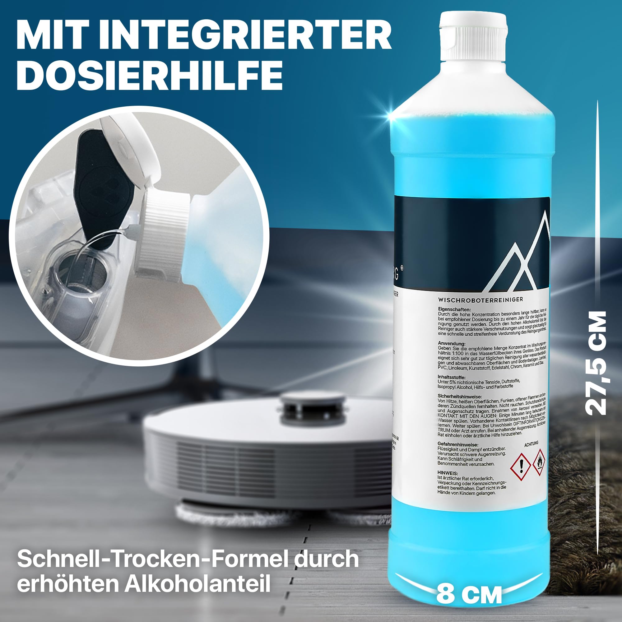 KLARBERG 1L Wischroboter Reinigungsmittel Konzentrat für Boden-/Saugroboter 5