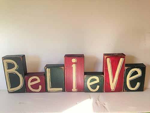 believe wooden christmas blocks
