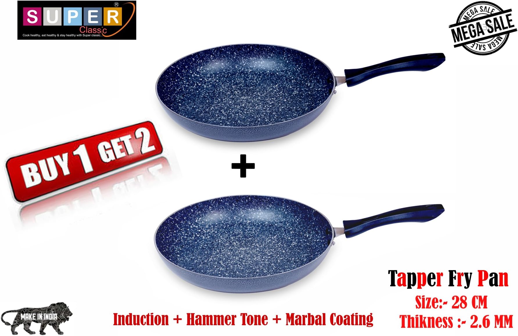 Classic Aluminium Taper Pan Set, 6-Pieces, Grey (2.6TFPHMI280_2)