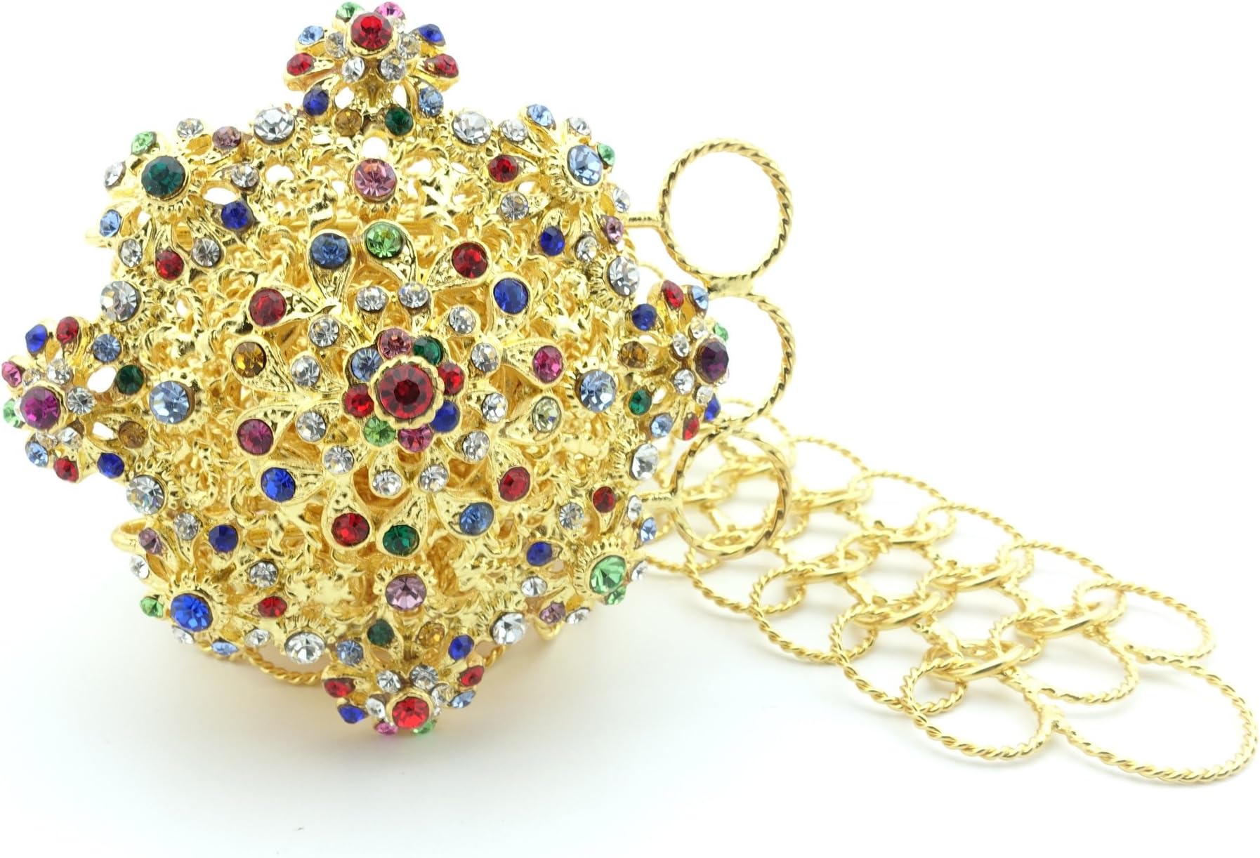 Thai Traditional Gold Plated Multicolor Crystals Costume Belt 31 Inches