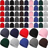 Suhine 100 Pieces Winter Beanies Knit Cuffed Hat Bulk Warm Beanie Cap for Men Women Homeless, Multicolored