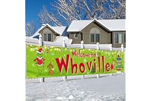 OFIHIDO Large Christmas Banner Sign,Christmas Decorations for Indoor Outdoor Decor Christmas Party Supplies 118x23.6 IN (green)