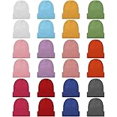 Toulite 24 Pcs Kids Winter Beanies Warm Cold Weather Hats Knitted Beanie Cap Solid Color for Boy Girl Children School Outdoor
