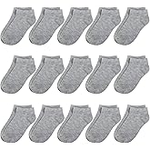 BOOPH 15 Pcs Kids Socks for Boys Girls Half Cushion Low Cut Athletic Ankle Socks