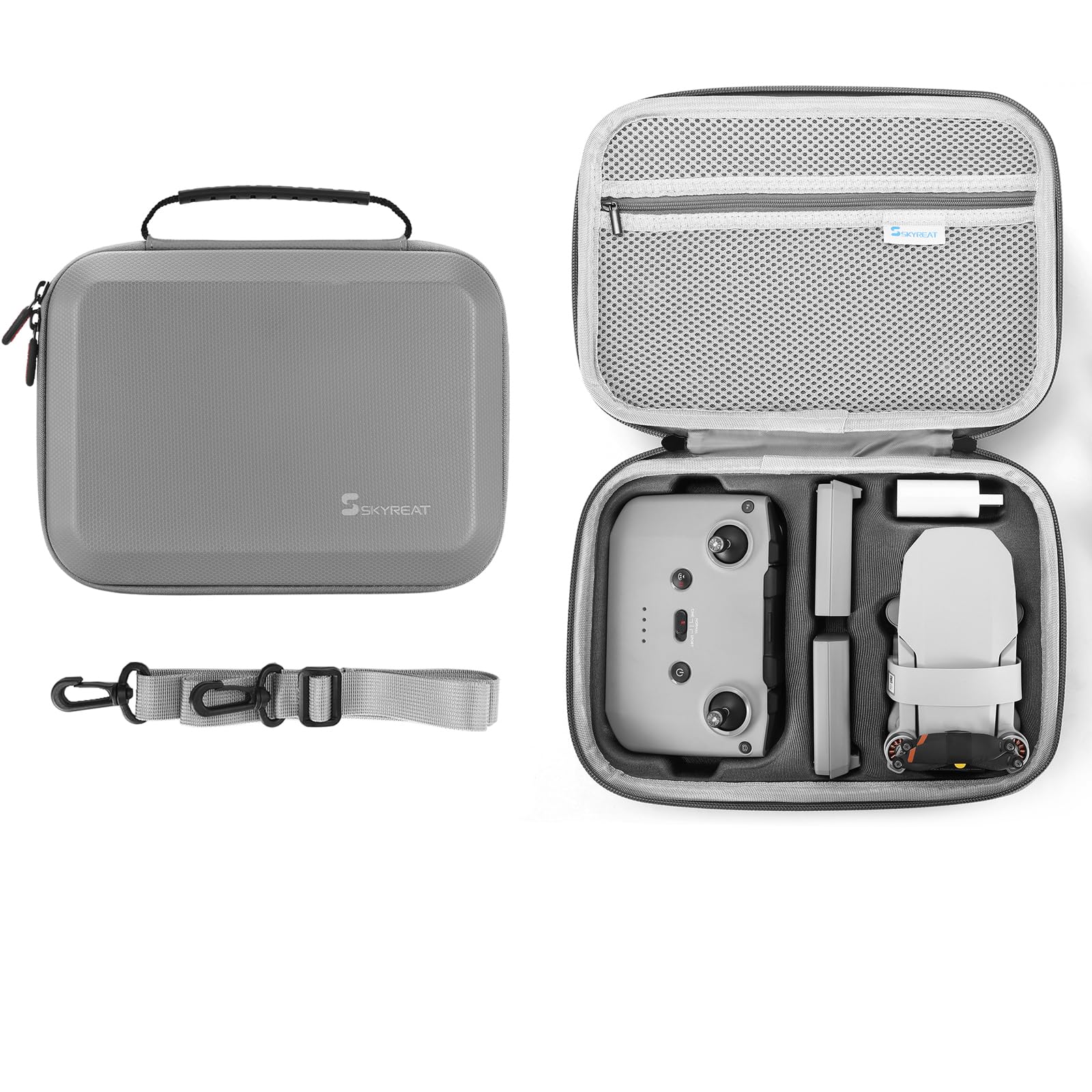 SKYREAT Mini Case, Portable Carrying Case for DJI Mini 4K/2 SE Drone & Controller Accessories, Compact Storage Travel Case with Shoulder Strap, Handle & Propeller Holders