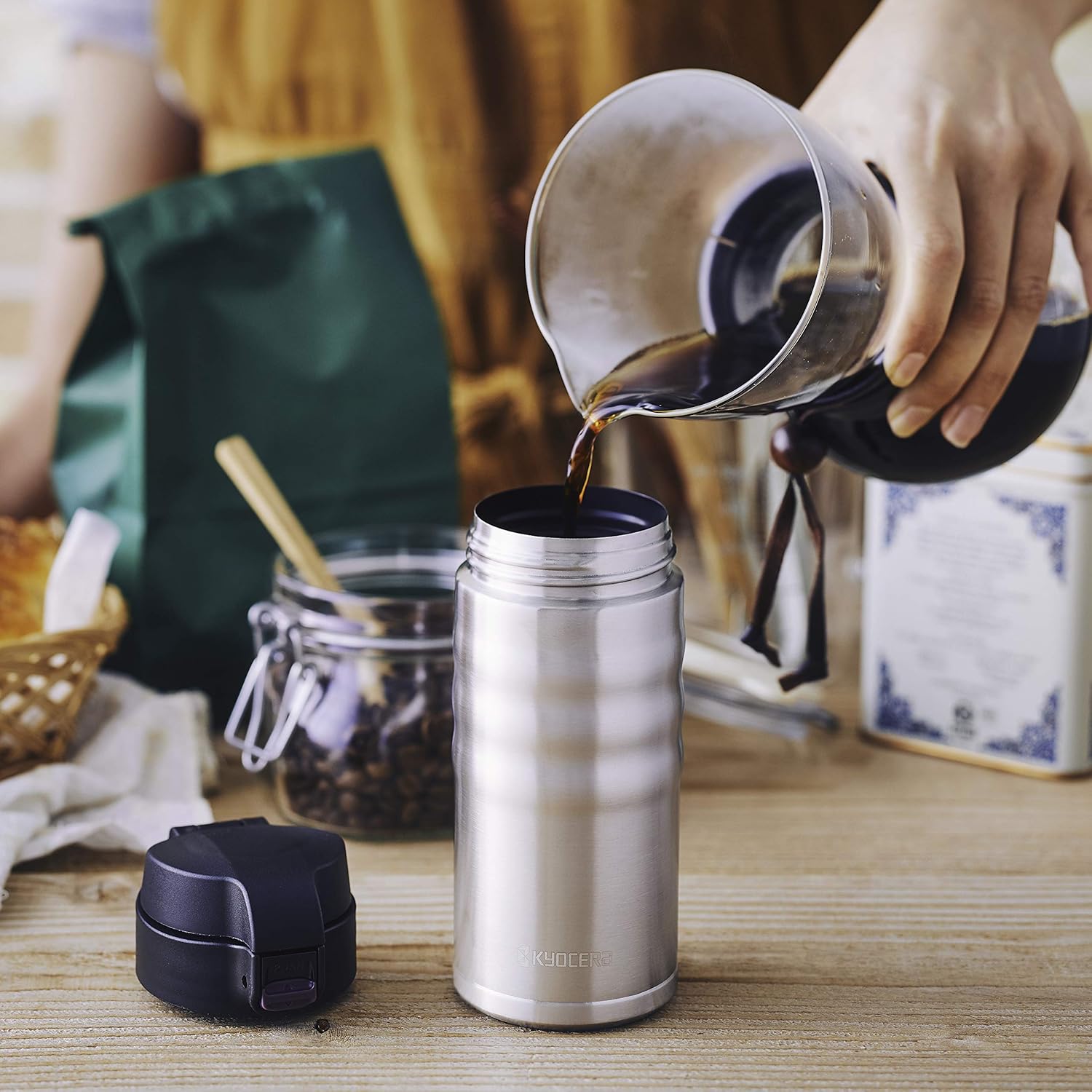 Voxloud Com Vaisselle Et Arts De La Table Mugs De Voyage Kyocera Mb 12f Ss Travel Mug Stainless Bouteille Isotherme Inox 12 Fluid Ounces