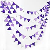 Purple Party Decorations Ombre Lavender Felt Hanging Triangle Mini Bunting Pennant Banner Flag for Birthday Wedding Baby Shower Bridal Shower Engagement Lilac Violet Party Classroom Nursery Decor