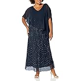 J Kara Womens Plus Size Pop Over with Beaded Bottom