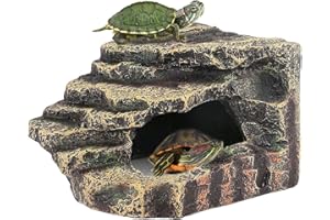 kathson Turtles Basking Platform Reptile Hiding Cave Hideouts for Aquatic Turtles, Frog, Newts and Salamanders