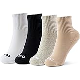 Kamo Fitness Daily 4-Pack – Women's Ankle Socks, Athletic Half Crew, Cotton Mid-Calf, Cushioned Sole, Seamless Toe, Size 5-9