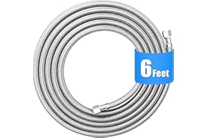 HAOCHEN Refrigerator water line - 6 FT Premium Stainless Steel Braided Ice Maker Water Hose,Food grade PEX Inner Tube Fridge Water Line with 1/4" Fittings for Refrigerator Ice Maker