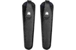 minkissy 2pcs Leather Scissor Sleeve Thicken Scissor Sleeve Leather Case Hair Case Protective s for Salon Barber (Black)