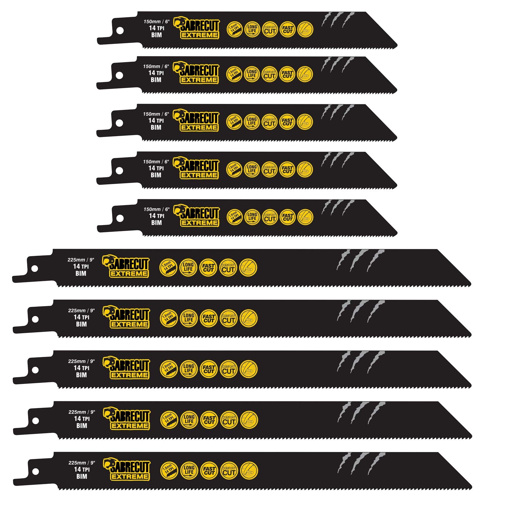 10 x SabreCut SCRSK10BF 150mm 225mm 14 TPI S922BF S1122BF Fast Wood and Metal Cutting Reciprocating Sabre Saw Blades