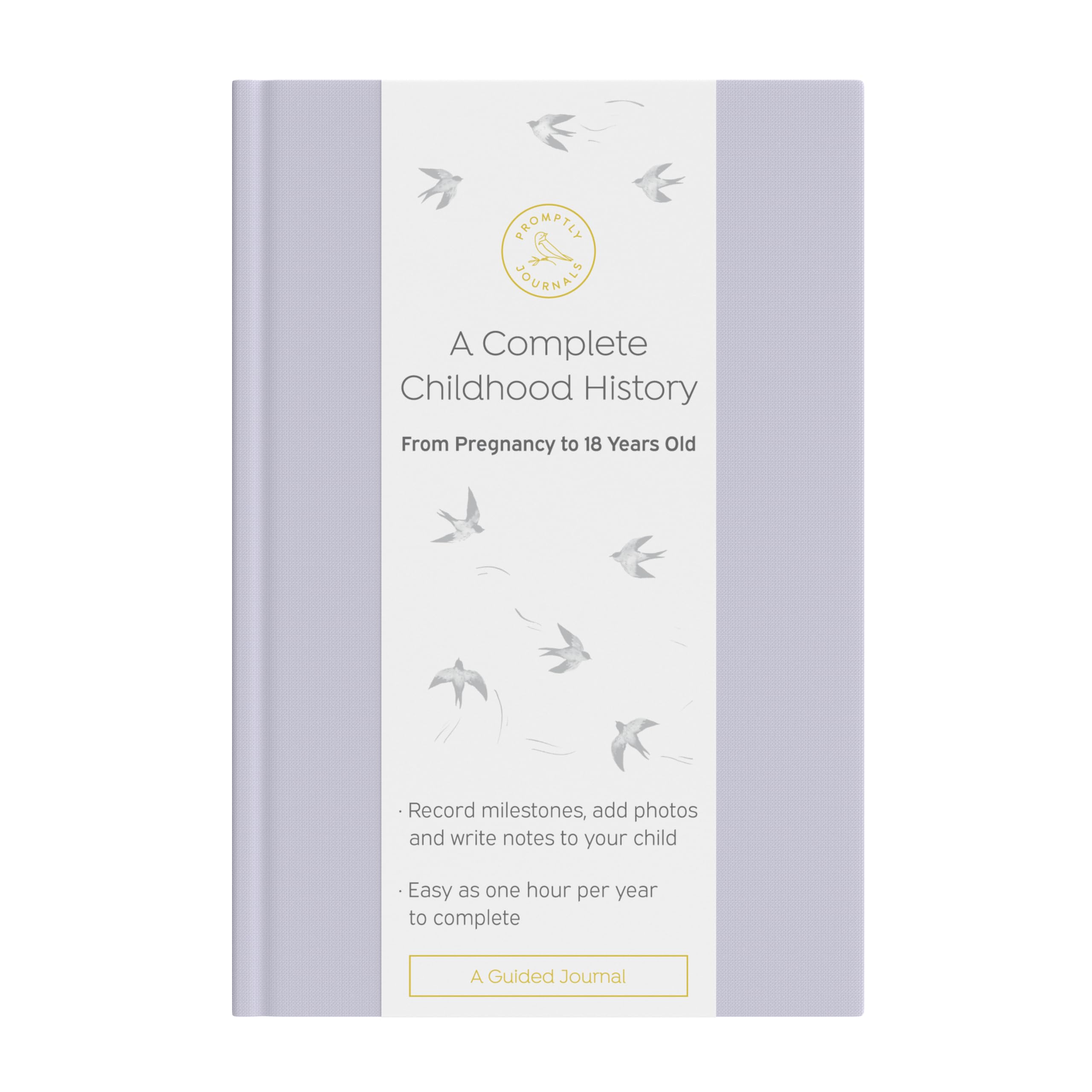 Promptly Journals, A Complete Childhood History: From Pregnancy to 18 Years Old (Lavender Purple, Linen) | Baby Book and Pregnancy Journal | Baby Memory Book Image