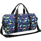 CAMTOP Kids Overnight Duffel Bag for Boys and Girls Carry-On Size Tote for Travel Gym Sport (Navy Dinosaur) 18.1"L* 9.1" H* 8.7"W