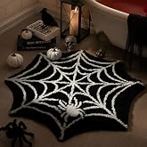 Ashler Halloween Bathroom Rug, 35.5×35.5 inches,Spiderweb Bath Mat for Halloween Decor