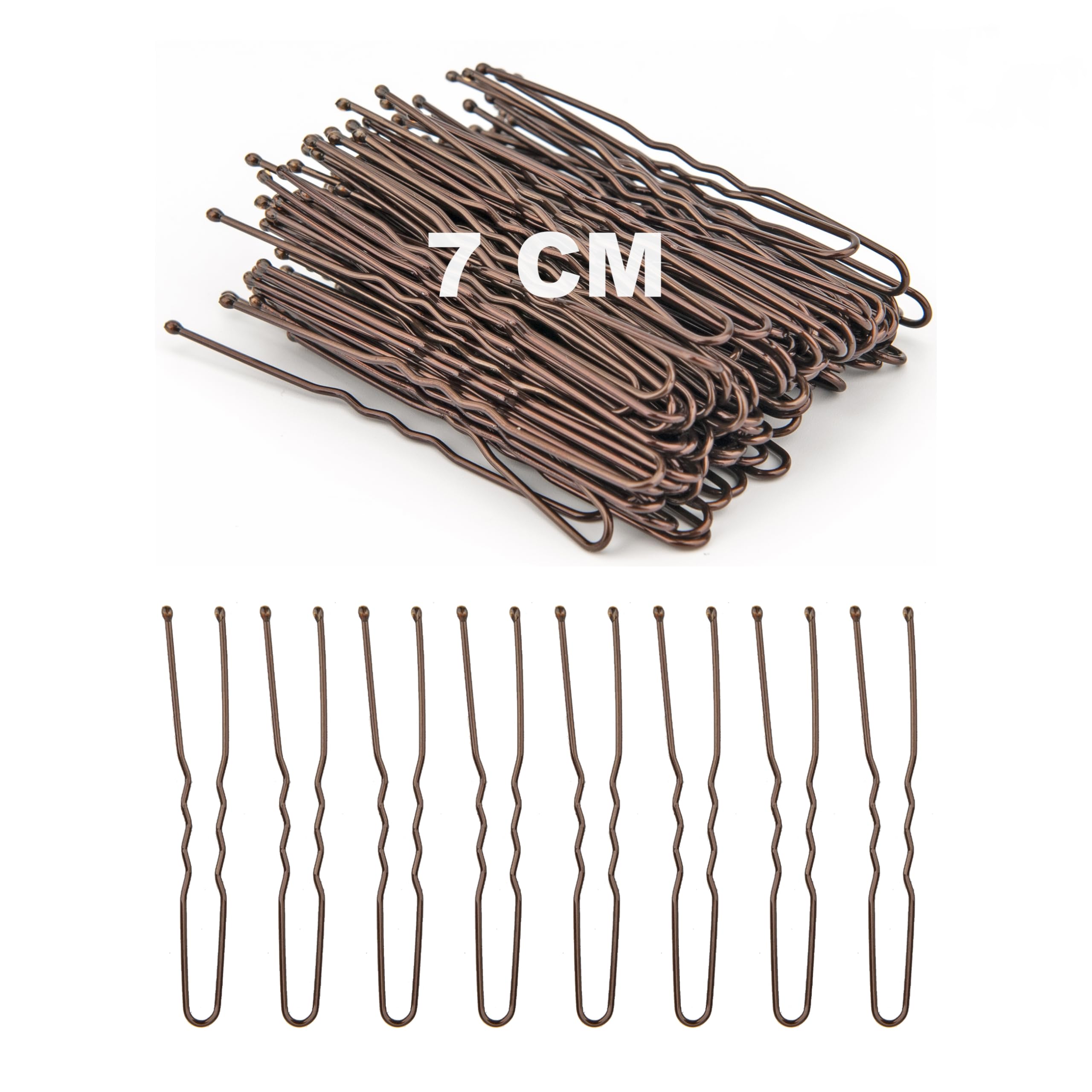 Hair Grips U Shaped 100 Pcs, Brown Bobby Pins for Thick Hair, Hair Accessories for Women, Hair Pins for Women with Storage Box (Brown, 7 cm)