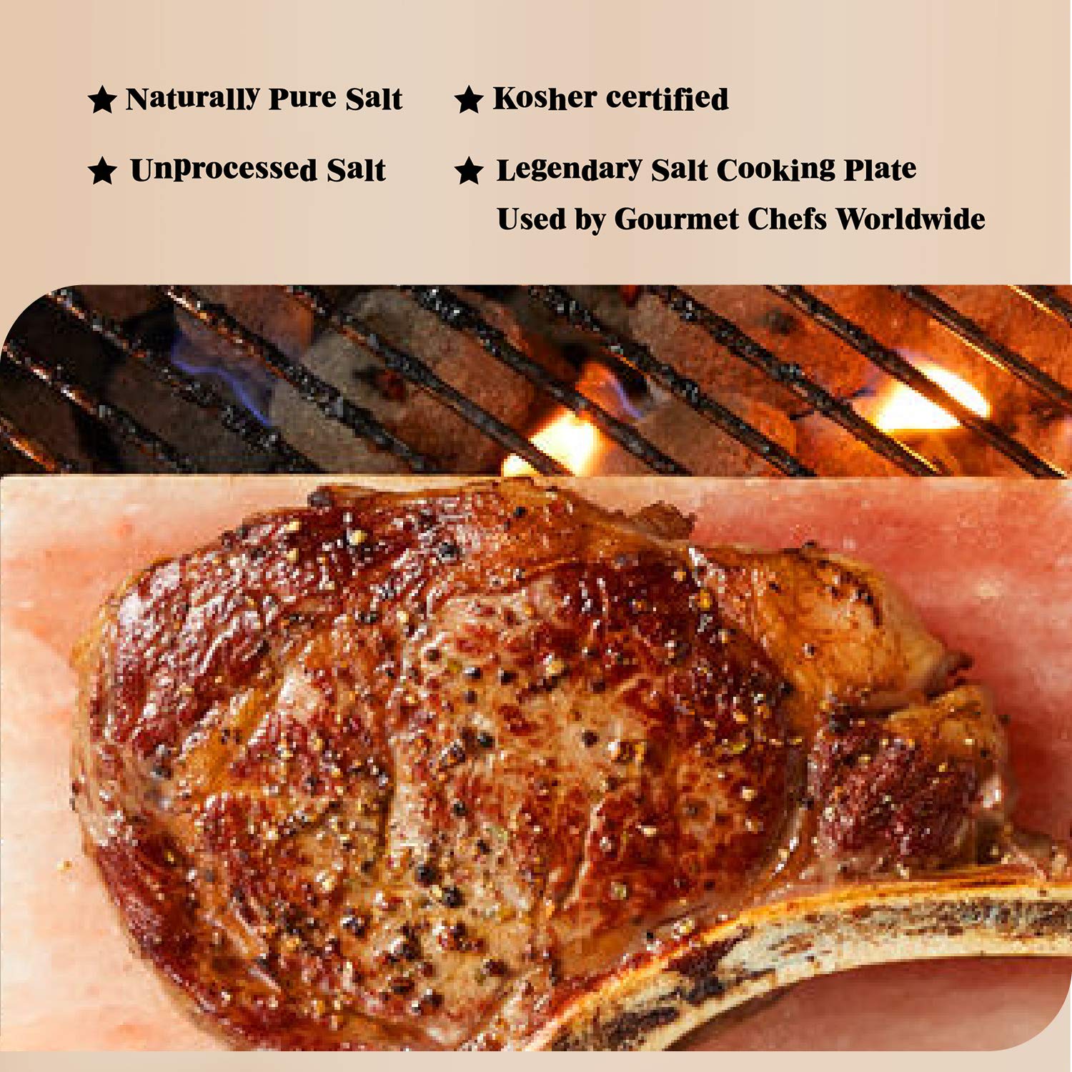 Himalayan Chef Pink Salt Cooking Plate 8" x 12" x 2" Block Cooking Salt Plate & Holder Set : Grocery & Gourmet Food