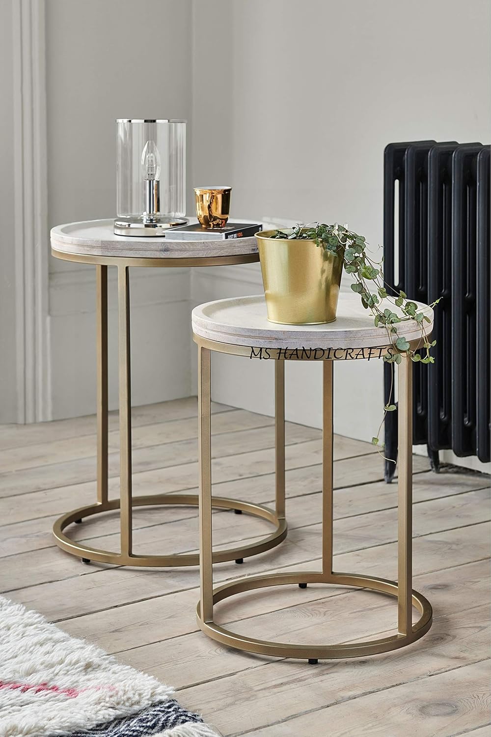 MS HANDICRAFTS Solid Wood Nesting Coffee Table End Tables Living Room