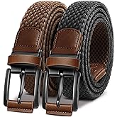 BULLIANT Men Belt Rerversible Golf Belt Stretch Braided for Gift Men 1 3/8"-2 In 1 Belt