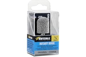 Kutzall Original Ball Nose Rotary Burr, 1⁄4" Shaft, Coarse - Wood Carving Bit for Bosch, DeWalt, Milwaukee. Abrasive Tungsten Carbide, 3⁄4" (19mm) Dia. X 1-1⁄8" (28.5mm) Length, BN-34