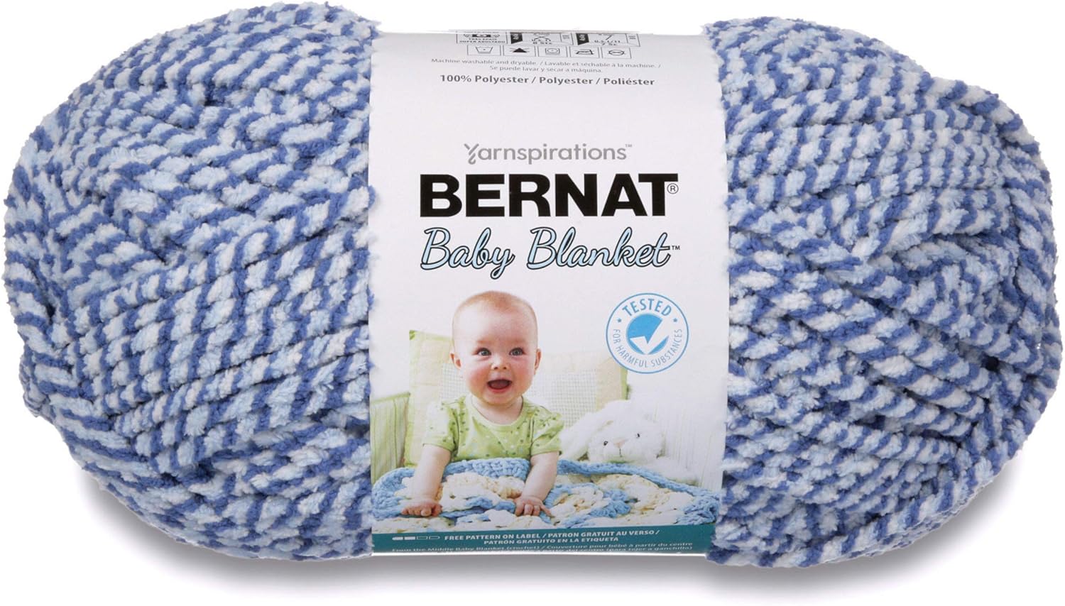Bernat Big Ball Baby Blanket Twist Yarn, 10.5 Ounce, Blue, Single Ball