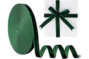 3/8 Inch Velvet Ribbon 10 Yards LVYOUIF Single-Sided Velvet Ribbon Trim Perfect for Christmas Trees Gift Wrapping Bouquets Wedding Decor and DIY Crafts Dark Green-165