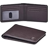 Wallet for Men Bifold Real Leather RFID Blocking Front Pocket Ultra Slim & Thin Stylish Minimalist with ID Window in Gift Box (NAPA, Dark Chocolate)