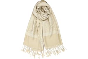 Achillea Two-Tone Vintage Paisley Pashmina Scarf – Lightweight Wrap & Shawl for Dresses, Weddings, Travel, All Seasons