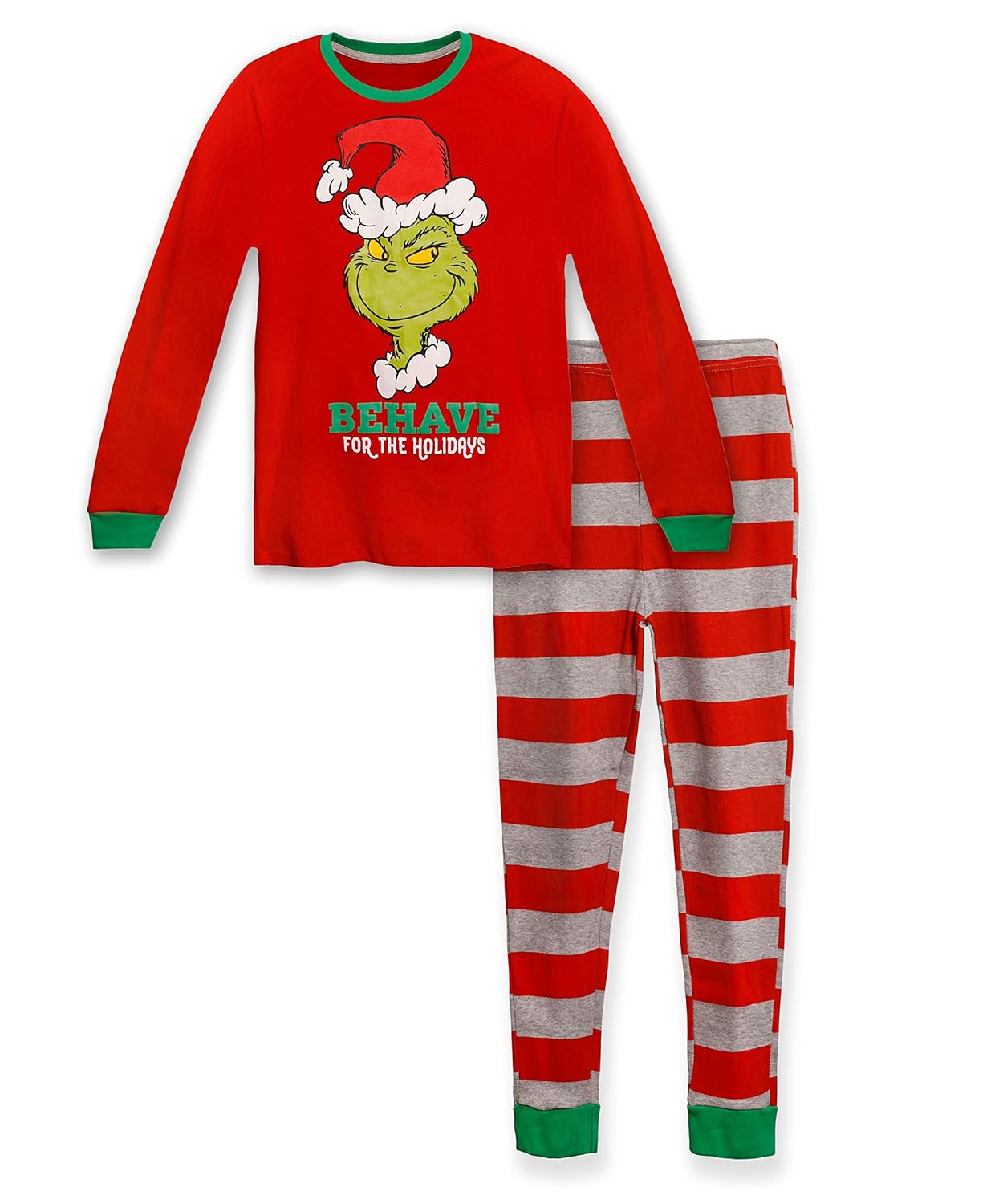Dr Seuss The Grinch Behave for The Holidays 2 Piece Boys Cotton Pajama