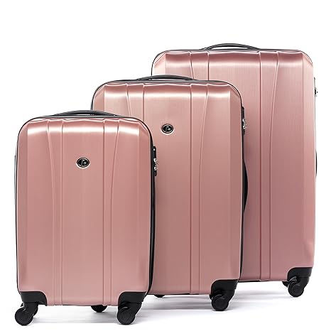 FERGÉ Kofferset 3-teilig Hartschale Dijon pink Rollkoffer Reise-Koffer Set 55 cm 66 cm 77 cm XL 3er Hartschalenkoffer Trolley