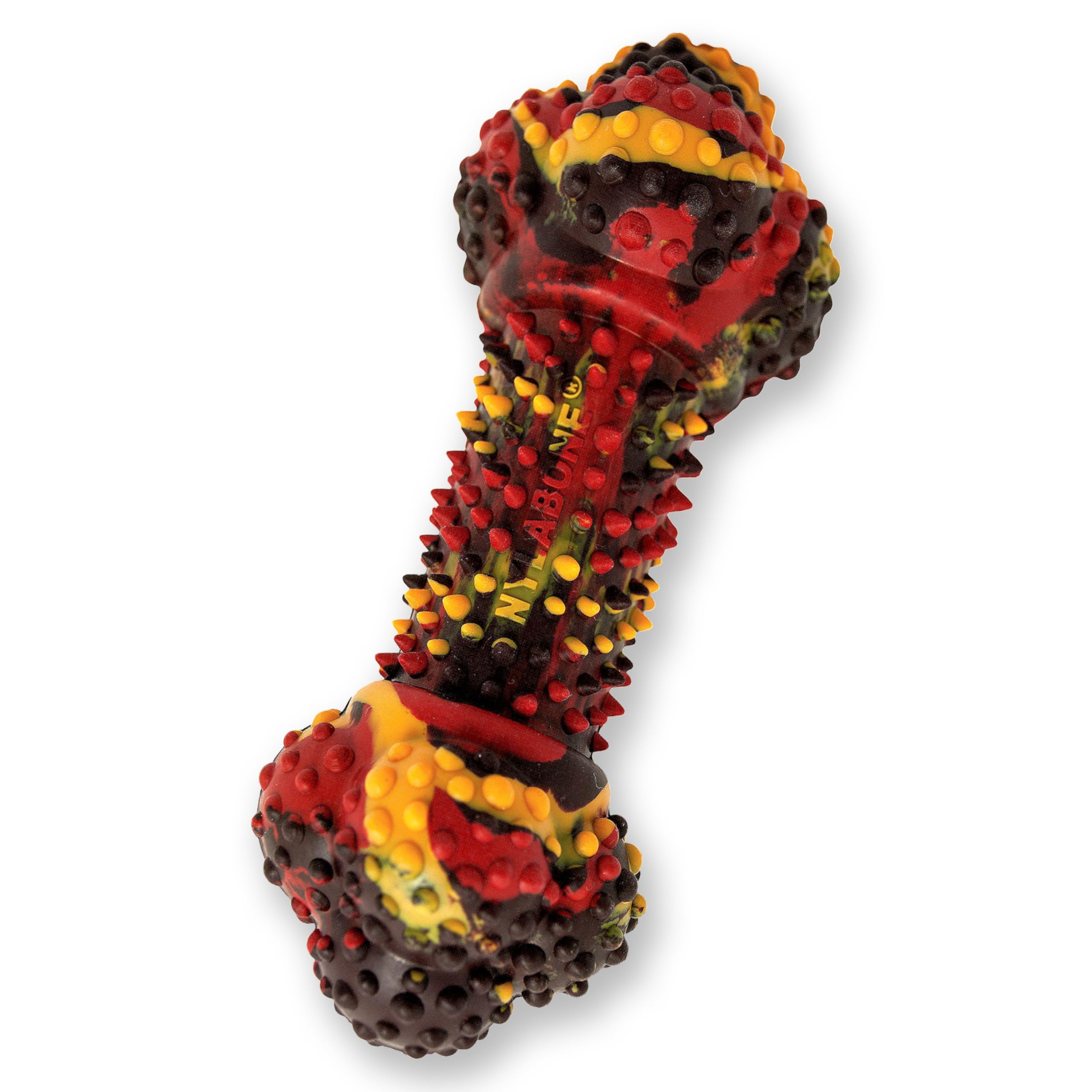 Photo 1 of Nylabone Double Action Bone Strong Chew Toy for Dogs, Rubber Dog Toys for Moderate & Aggressive Chewers, Bacon Cheeseburger, Medium - Up to 35 lbs, 1 Count