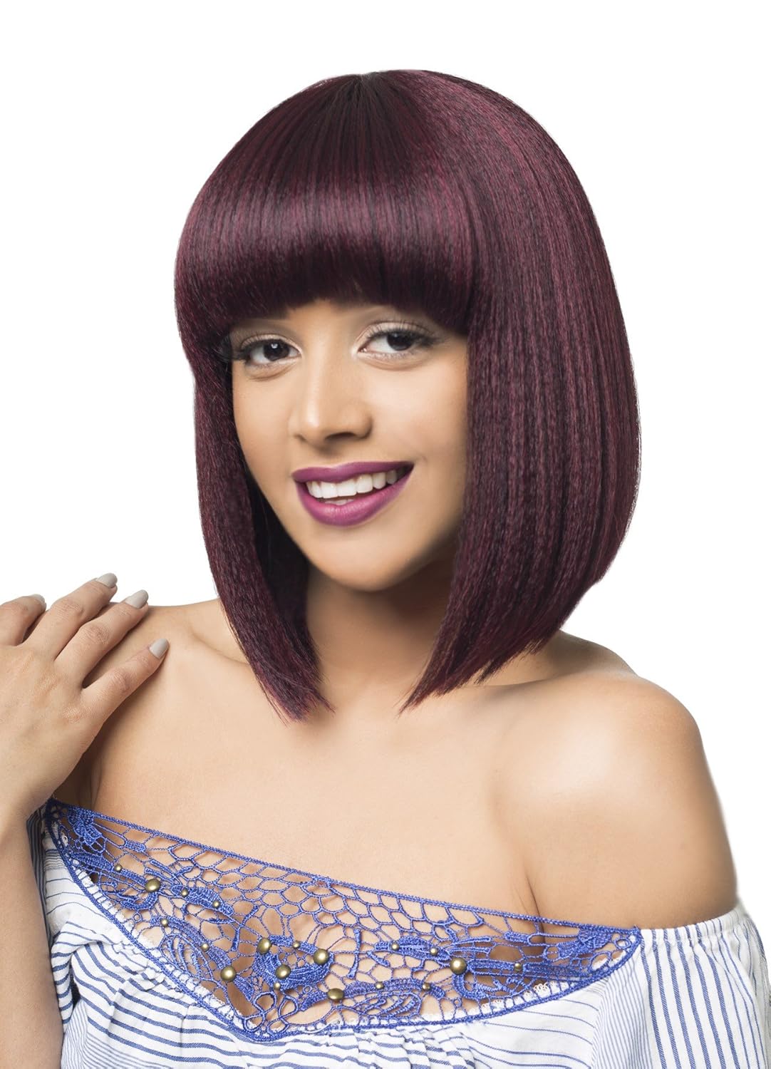 Amazon Com Mega Bobo 2 Dark Brown Hair Topic Synthetic Bang